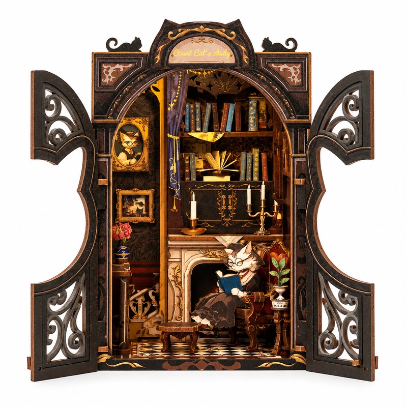 DIY Book Nook Kit for Bookshelf Decor – Light-Up Owl