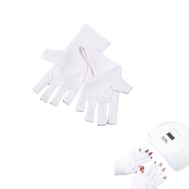 1 Pair UV Shield Gloves for Gel Nail Lamp Dryer, Anti UV Gloves for Gel Manicures, UV Sun Protection Gloves (White)