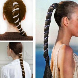 Elastic Spiral Braided Hair Ties for Women and Girls –3 Pack 27”Pony Tails Wrap Hair Tie for Longhair, No-Tangle, Damage-Free Ponytail Holders for Gym, Swimming, Diving, Wind and Water Sports