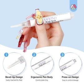 Saviland Nail Glue Remover Pen: 10S Quick Remover Nail Gel Remover Natural Formula Nail Press Nail Remover for False Nail Removal Solid Glue Gel Remover Home