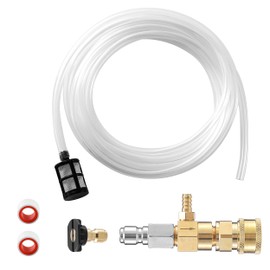 JOEJET Downstream Injector for Pressure Washer, Fixed Chemical Injector Kit with 3/8 Inch Quick Connect, 10 Ft Siphon Hose, 2-3 GPM