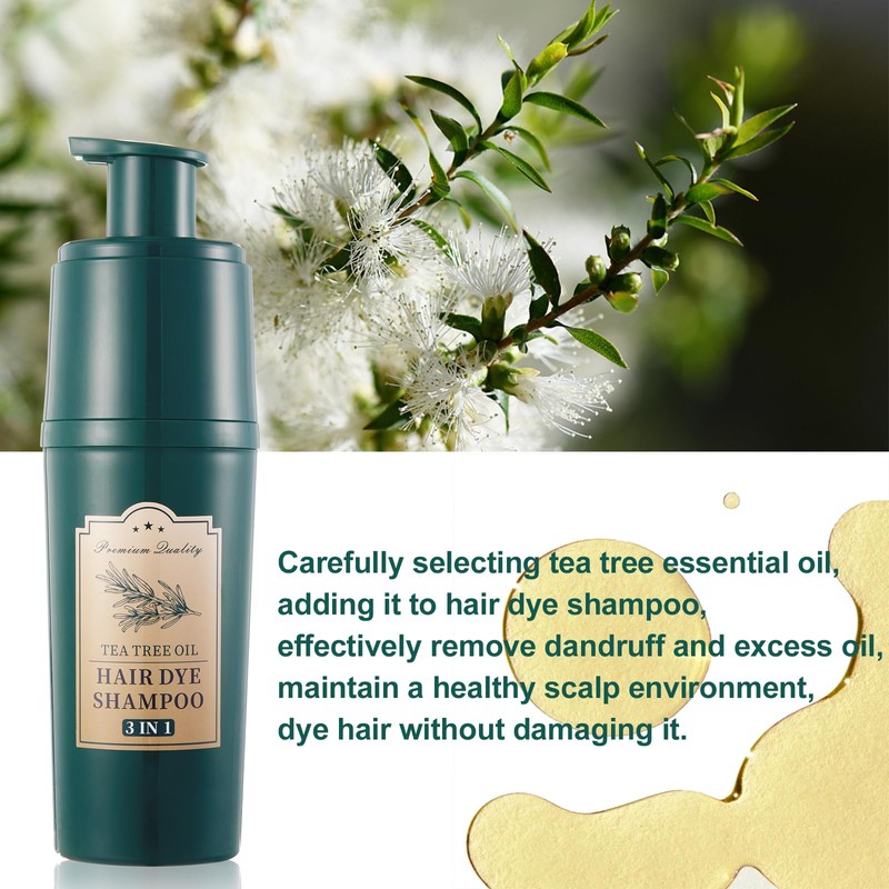 Yocisku Tea Tree Hair Dye Shampoo 3 in 1, Gray