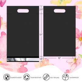 Vapulcio Poly Mailers 10x13 inch 100 Pcs, Black Mailing Envelopes with Handle, Easy to Carry and Self Adhesive Shipping Bags for Clothing, Upgrade Design Tamper Proof Mailers Poly Bags