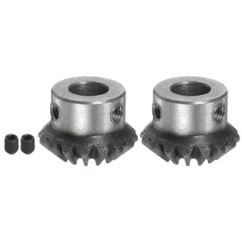 sourcing map Bevel Gear 1 m 16 Teeth 10 mm Shaft Hole 1:1 Tapered Bevel Gear Sprocket 45# Steel 1.5 Module 90° Steering Gear for Hardware Mechanical Rotation Pack of 2