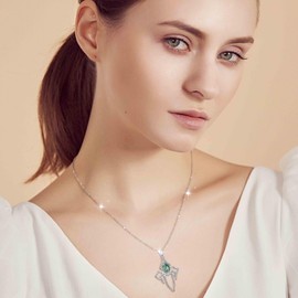 Alphm Moss Agate Spider Necklace 925 Sterling Silver Spider Pendant Natural Moss Agate Spider Jewelry for Women