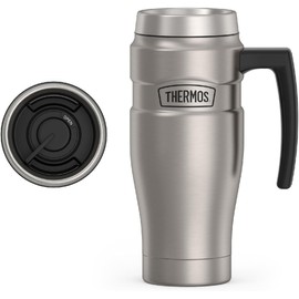 THERMOS Stainless King - Taza de viaje aislada al vacío, 16 onzas, acero mate