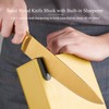 8-Piece Luxury Gold Kitchen Knife Set with Wooden Block Non-Rust