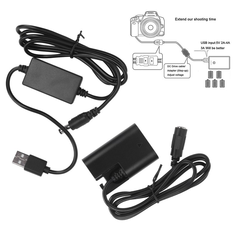 LPE6 Dummy Battery DC Coupler Power Adapter with USB Drive