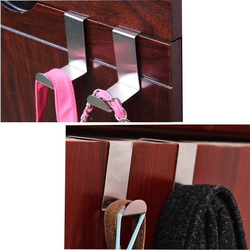 Home-organizer Tech Stainless Steel Reversible Over The Door Hook Removable