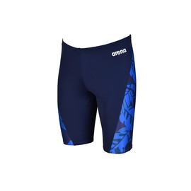 ARENA Men's Racing Swimsuit Solid Swim Jammers Endurance Long Compression Shorts,Tropicals Swimwear, Navy-Navy Multi, 22