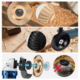 5Pcs Angle Grinder Wood Carving Disc Set, Wood Carving Shaping Tool Grinding Wheel Disc for 4" or 4 1/2" Angle Grinder Attachment with 5/8" Arbor Woodworking Wood Shaper Stump Grinder Disc