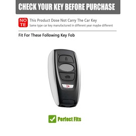 YINEOR for Subaru Key Fob Cover Leather Car Key Case Keychain Fob Holder Compatible for Forester Impreza Outback Legacy STI WRX BRZ Crosstrek Ascent Solterra 2014-2024 (Blue)