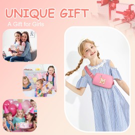 ONETOALL Birthday Gifts for 4 5 6 7 8 9 10 11 12 13 Year Old Girls, Small Waist Fanny Pack, Crossbody Belt Bag with Initial Letter Patch, Nylon, Adjustable Strap, for Teen Girls