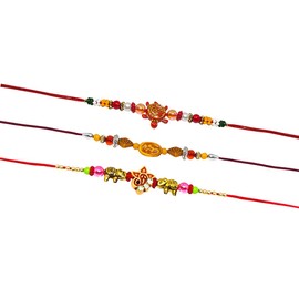 PACK OF 3 Rakhi for Brothers,Rakhi Thread Raksha Bandhan Gift for your BrotherMulti Design And Assorted Color (Size 13 Inch)