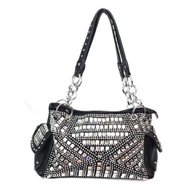 Zzfab Gem Studded Rhinestone Concealed and Carry Purse Black