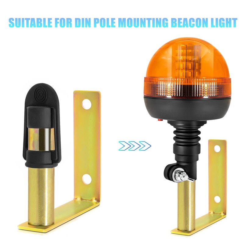 Tractor Beacon Light Mounting Bracket, DIN Pole Metal Mount with