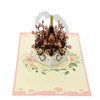 Flying Meow Rose Flower Champagne Basket Greetings 3D Pop-Up Card