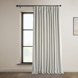 HPD Half Price Drapes Signature Plush Extra Wide Velvet Blackout Curtains for Bedroom (1 Panel),100W X 84L Hotel Black Out Curtains for Living Room, Thermal Insulated Curtains for Window, Misty White