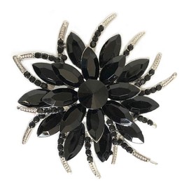 Brooches for Women with Crystal,Big Flowers Brooch Pins,Vintage Brooch Gifts for Mother's Day/Daily/Birthday, Black