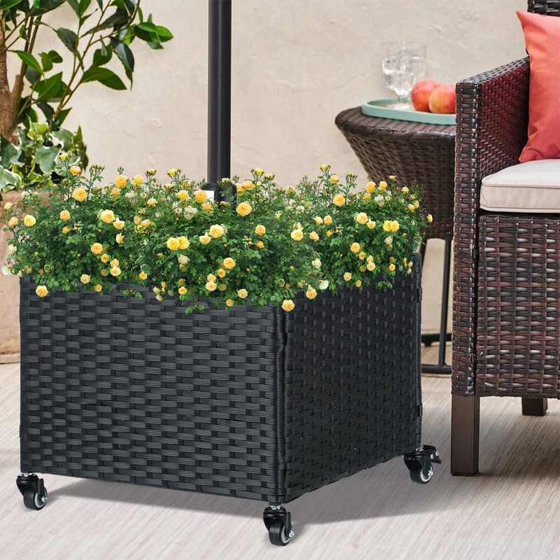 SUNNYPARK Umbrella Stand Outdoor Base with 4 Wheels Heavy Duty