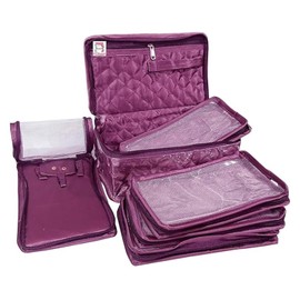 ABC Cosmetic Necklace Earrings Vanity Jewellery Organize Pouch (Purple)