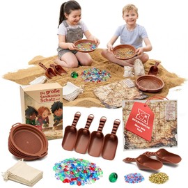 DIAGO Treasure Hunt Children's Birthday - Outdoor Games Set for Children with Gemstones, Treasure Map and Sandpit Toy - Scavenger Hunt from 3 Years