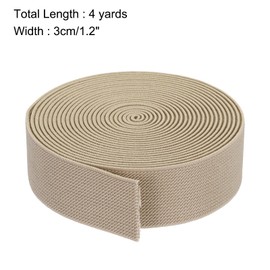 MECCANIXITY Cinta Elástica Tejida de Doble Cara de 3 cm (1.2") de Ancho, 4 Yardas/12 Pies, Banda Elástica Tejida en Carrete, Correa Elástica Resistente en Color Beige