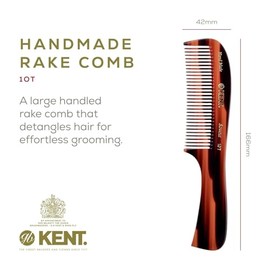 Kent Peine de dientes anchos grandes de grafito y carey 10T – Peine desenredante de cabello / peine de dientes anchos para cabello rizado – Peines par