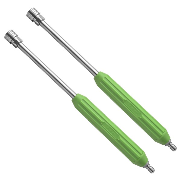 RIDGE WASHER Pressure Washer Extension Wand, 17 Inch Stainless Steel Power Washer Lance with Green Protective Cover, 1/4'' Quick Connect, 2 Pack
