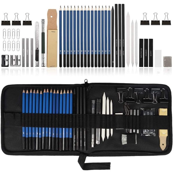 Ulifeme Sketch Drawing Pencil Set, 50pcs Sketching Pencils Art Supplies