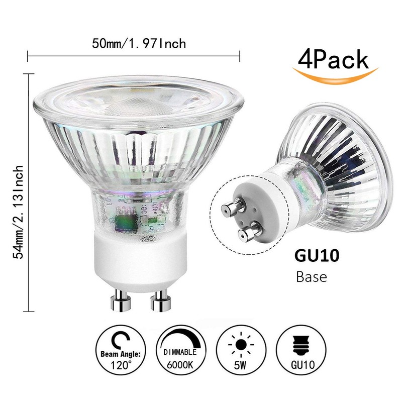 CTKcom 5W LED GU10 Spotlight Light Bulbs,120V Dimmable 6000K White