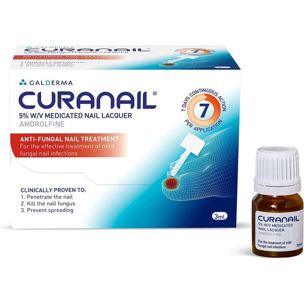 Curanail Fungal Nail Treatment 3ml with 5% Amorolfine, Once weekly application, Effective Against Finger / Toenail Fungus