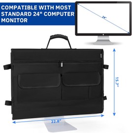 WELIDAY Monitor Carrying Case for Screens and Monitors, Protective Carrying Case Monitor Dust Cover Compatible with iMac Desktop Computer and Accessories (Black, For 24" Monitor)