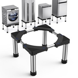 Mini Fridge Stand with 4 Strong Feet Washing Machine Stand Base 9.8"-11" Height Adjustable Universal Stand Base for Portable Refrigerator Dryer Stand Laundry Pedestal for 17.7"-25.6" Appliance, Black