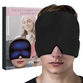 ​​​​USHOP Kühlmaske,Wiederverwendbare Migräne Maske mit 360° Gel-Kühlung & Kalt/Warm-Kompresse – Einstellbare Schlafmaske für Kopfschmerzen,geschwollene Augen,Nebenhöhlen & Stressabbau(Schwarz)​