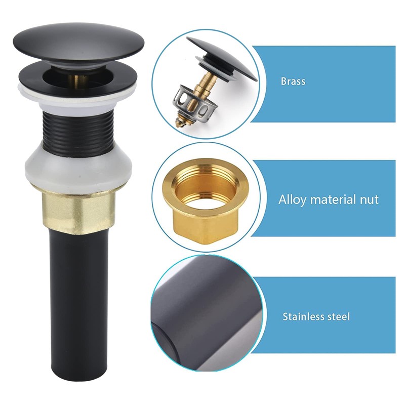 Rockgoya Bathroom Sink Drain,Drain Stopper Bathroom Sink Without Overflow,Pop Up