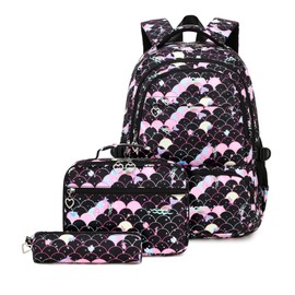 3Pcs Mermaid Kids Backpack Set for Girls with Lunchbox, Mermaid Girls Backpack School Bag and Lunch Bag Set