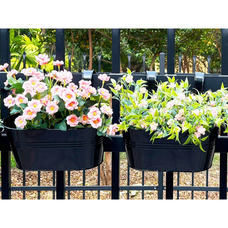 Joyfernal 12" Balcony Railing Planters, Outdoor Hanging Planter for Fence,