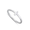 Sideways Cross Beaded Heart Love Ring New .925 Sterling Silver