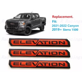 GMC 3PCS Gloss Black Red Door Rear Elevation Emblems Badge Sierra 1500 Canyon