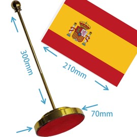 Spain Desk Small Flag Set,5×8 Inch Mini Spanish Desktop Banner,12" Metal Solid Pole Decor,Tiny Digital Printed Polyester Banner With Golden Base