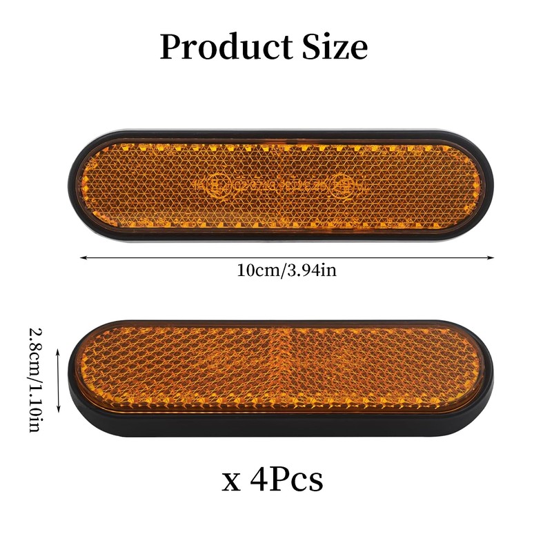 Pack of 4 Fork Reflector, Yellow Rectangular Reflector, Yellow Rectangular