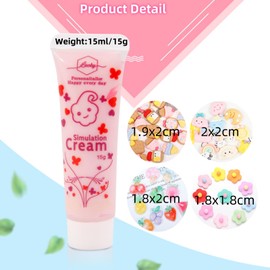 Taginke 6 Colors (15ml Each) Cream Glue Set DIY Hairpin Kit, 6 Pcs Decoden Cream with 20 Pcs Hairpins with 40pcs Slime Charms Resin with 1 Pack Tool with 6 Plastic Mouths (Flower)