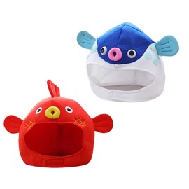 Methinkzephyr 2pcs Plush hat Funny Cartoon Puffer Fish Plush Hat Xmas Gift head for party and Selfie