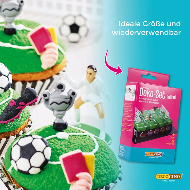 Decocino Tortendeko Decocino HOCHWERTIG 7-teiliges Fußball Deko-Set