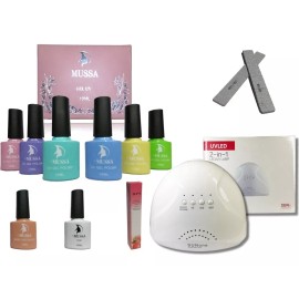 Mussa Kit Gel Gama 6pz+ Lampara 48w Sunb+ Base + Top +aceite+limas