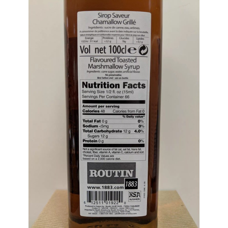 1883 de Philibert Routin Toasted Marshmallow Flavoring Syrup - 1