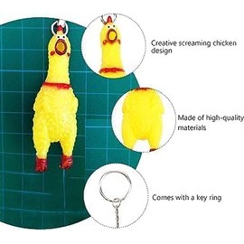 Yellow Shrilling Screaming Chicken Keychain, Mini Rubber Squeeze Screaming Chicken Toy Gags and Practical Joke Toys Pendant Keychain Prank Key Chain Novelty Toy for Bags Keys Phones