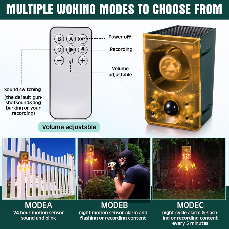 Qualirey 4 Pack Solar Outdoor Motion Sensor Alarm in 2