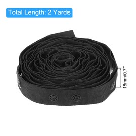 sourcing map 2 Yard Snap Button Tape Double Buckle for Sewing, Cotton Snap Button Trim Fastener Buckles Tape for Clothes Fabric DIY Craft, Black